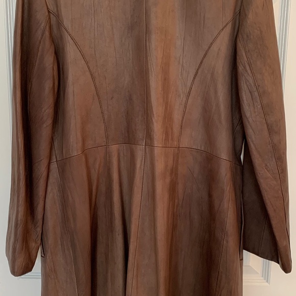 Coat, leather light tan brown, double lining cloth - Picture 3 of 13